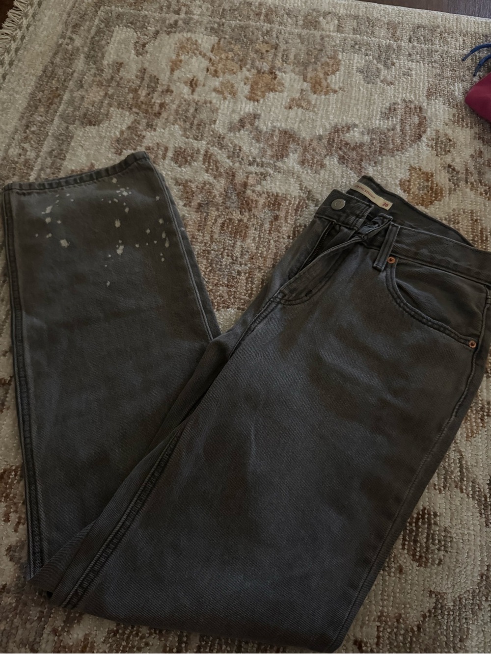 Levi's Straight-Leg Washed Black Jeans with Paint Flecks